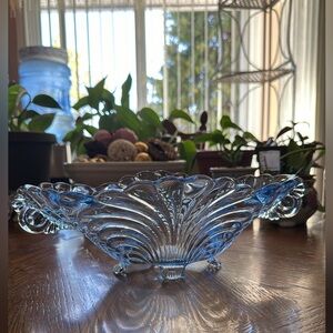 Vintage Cambridge Caprice Sky Blue Oval Bowl Footed